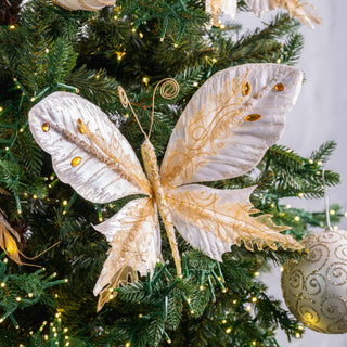 Pearl And Gold Jewelled Butterfly Clip - on Ornament - ironyhome