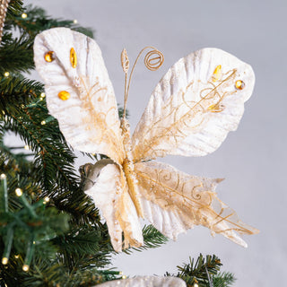 Pearl And Gold Jewelled Butterfly Clip - on Ornament - ironyhome