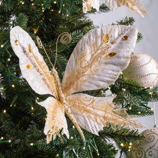 Pearl And Gold Jewelled Butterfly Clip - on Ornament - ironyhome
