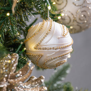 Pearl And Gold Metallic Ball Ornament - ironyhome