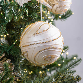 Pearl And Gold Metallic Ball Ornament - ironyhome