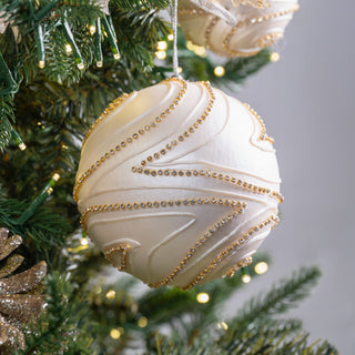 Pearl And Gold Metallic Ball Ornament - ironyhome