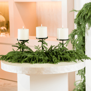 Pineneedle 3 Candle Holder Centerpiece - Irony Home