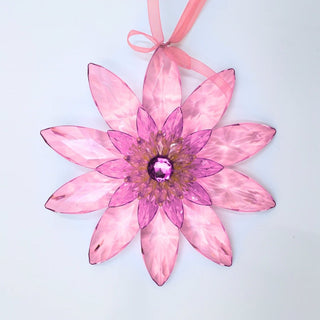 Pink Acrylic Sunflower Snowflake Ornament - ironyhome