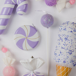 Pink Lollipop Ornament with Sugar Beads & Sequins - ironyhome