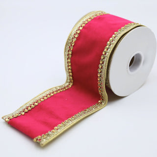 Pink Velvet Ribbon with Gold Trim - ironyhome