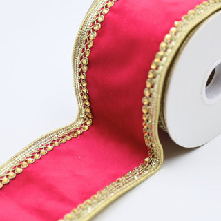 Pink Velvet Ribbon with Gold Trim - ironyhome