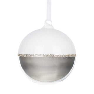 Premium White Glass Ornament with Silver Detailing - ironyhome