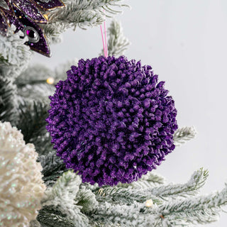 Purple Urchin Ball Ornament with Glitter - ironyhome