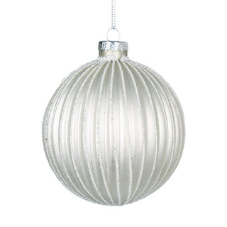 Radiant White Glittered Ball Ornament - ironyhome