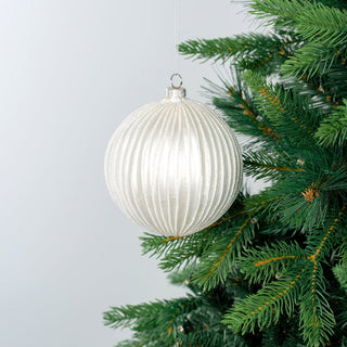 Radiant White Glittered Ball Ornament - ironyhome
