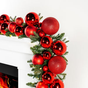 Red 9 Ft Holiday Bauble Garland