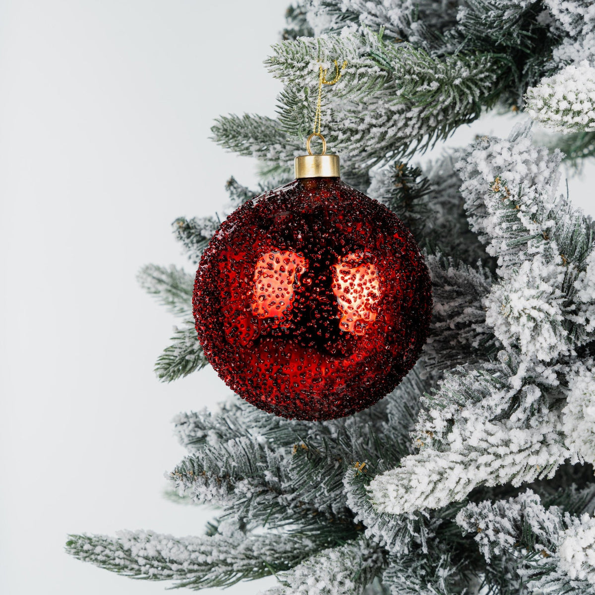 Red Ball Ornament with Sugar Beads