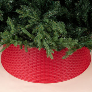 Red Basketweave Rattan Tree Collar - ironyhome