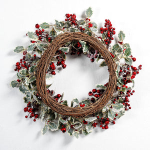 Red Berry and Holly Leaf Wreath