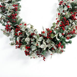 Red Berry and Holly Leaves Banister Garland