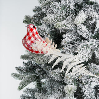 Red Checkered Bird Clip - On Ornament - ironyhome
