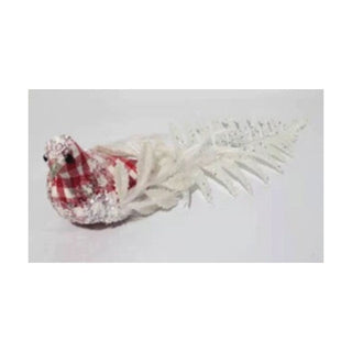Red Checkered Bird Clip - On Ornament - ironyhome