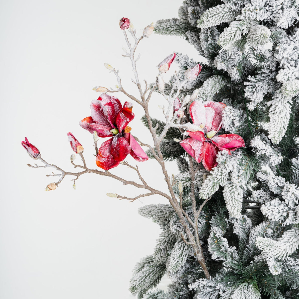 Red Faux Magnolia Stem