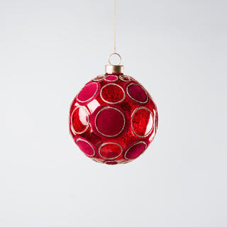 Red Glass Ball with Red Velvet Spheres - Irony Home