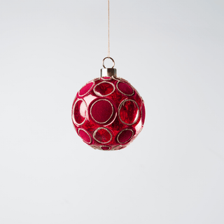Red Glass Ball with Red Velvet Spheres - Irony Home