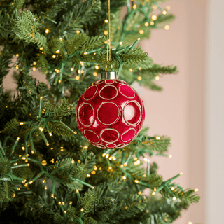 Red Glass Ball with Red Velvet Spheres - Irony Home
