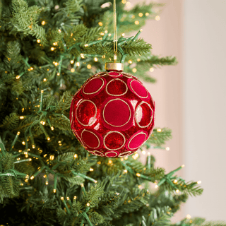 Red Glass Ball with Red Velvet Spheres - Irony Home
