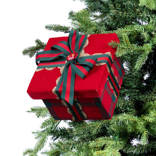 Red & Green Plaid Gift - Box Ornament - ironyhome