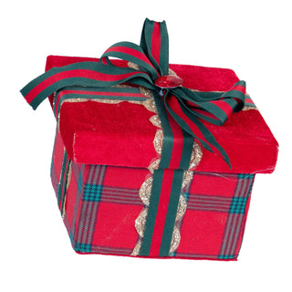 Red & Green Plaid Gift - Box Ornament - ironyhome