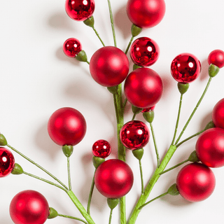 Red Shiny & Matte Christmas Ball Spray Filler Pick - Irony Home