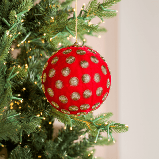 Red Sunflower Studs Ball Orn - Irony Home