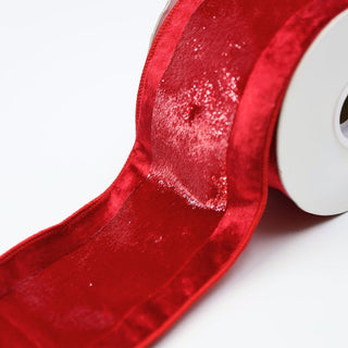Red Tinsel Jacquard Ribbon with Velvet Trim - ironyhome