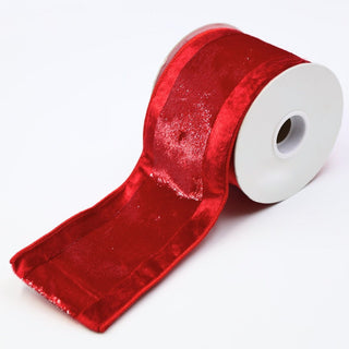 Red Tinsel Jacquard Ribbon with Velvet Trim - ironyhome