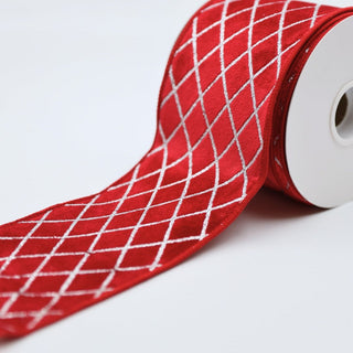 Red Velvet Ribbon with Gold Lattice - ironyhome