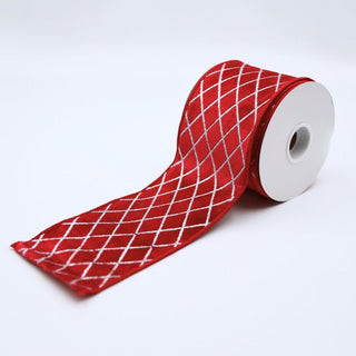 Red Velvet Ribbon with Gold Lattice - ironyhome