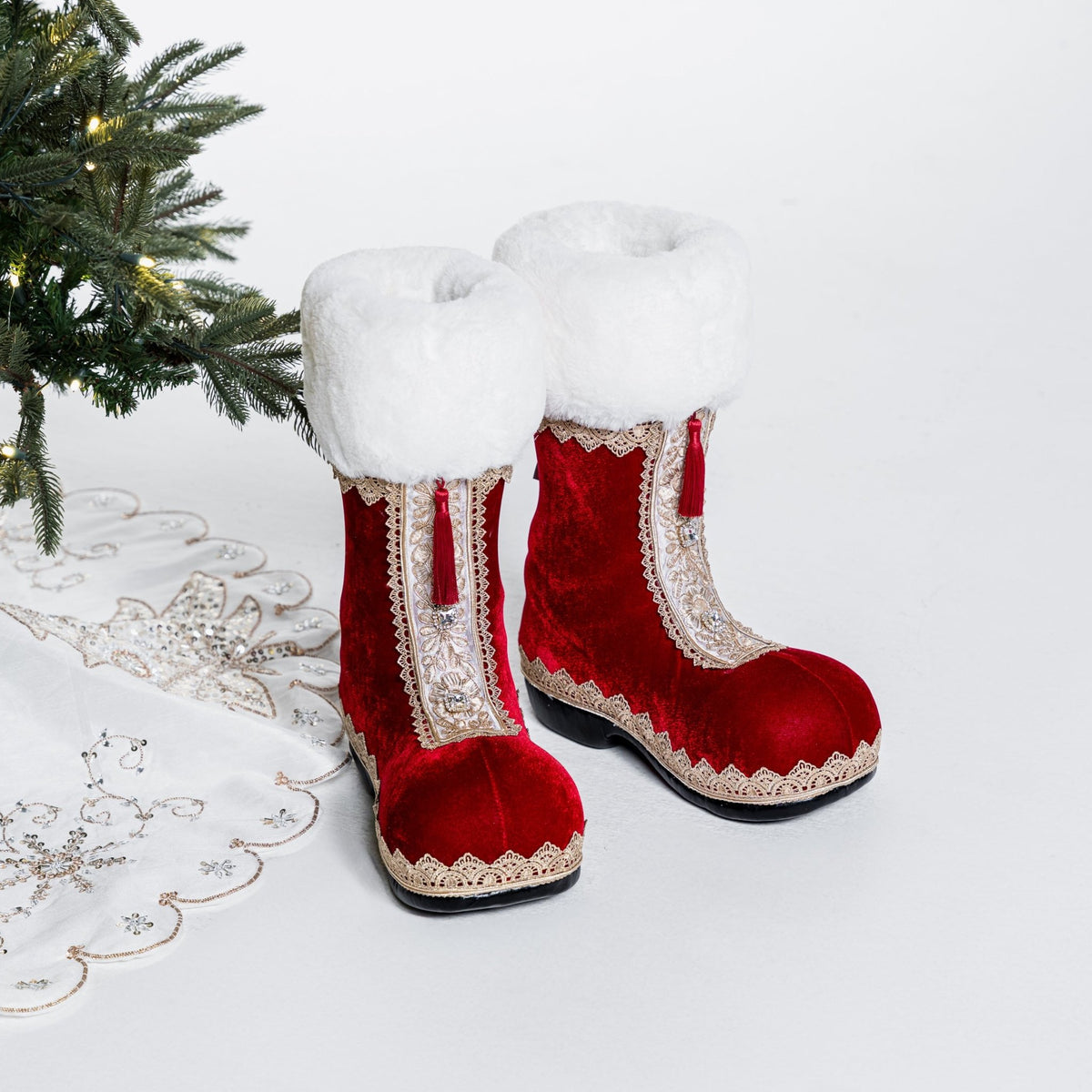 Red Vintage Santa Boot Festive Packaging (Single Boot)