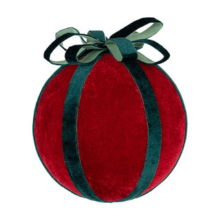 Refined Red Ornament with Emerald Velvet Bow - ironyhome