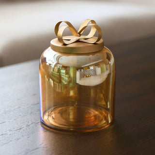 Reflective Gold Gift Jar with Bow Lid - ironyhome