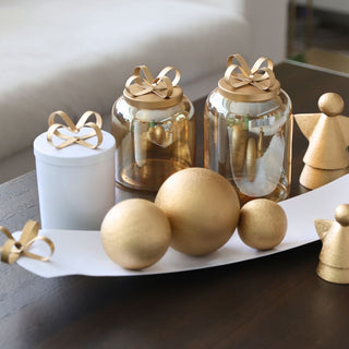 Reflective Gold Gift Jar with Bow Lid - ironyhome