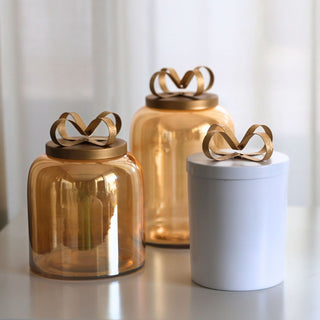 Reflective Gold Gift Jar with Bow Lid - ironyhome