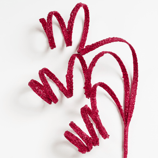 Regal Burgundy Twirl Glitter Ribbon Festive Pick - Irony Home