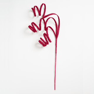 Regal Burgundy Twirl Glitter Ribbon Festive Pick - Irony Home