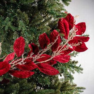 Regal Burgundy Velvet Magnolia Leaf Tree Garland - Irony Home