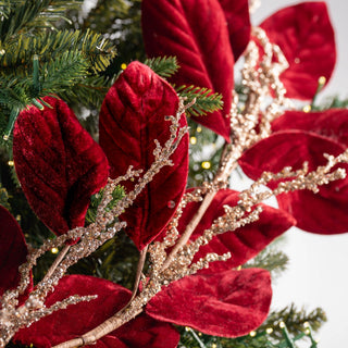 Regal Burgundy Velvet Magnolia Leaf Tree Garland - Irony Home