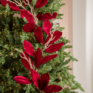 Regal Burgundy Velvet Magnolia Leaf Tree Garland - Irony Home