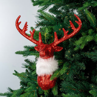 Reindeer Head Ornament with Faux Fur - ironyhome