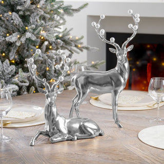 Resin Deer With Magnolia Wreath - ironyhome