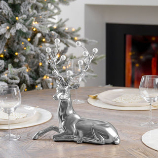 Resin Deer With Magnolia Wreath - ironyhome