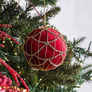 Retro Burgundy And Gold Ball Ornament - ironyhome