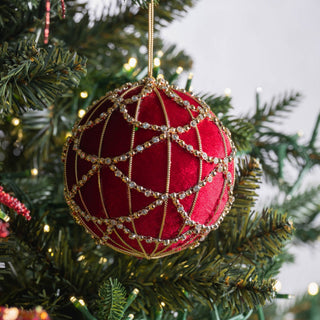 Retro Burgundy And Gold Ball Ornament - ironyhome